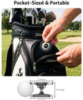 Heavy Duty Magnetic Golf Cart Phone Holder Beefy Alloy Build in hand next to golf bag, showcasing pocket-sized design.