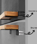 Rock Solid Hidden Floating Shelf Brackets Heavy Duty Black Metal L Bracket Wall Support on concrete and dry wall for shelves