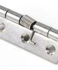 Close-up of Heavy Duty Spring Loaded Door Hinge Set In Two And A Half Inch Three Inch Three Point Five Inch And Four Inch Sizes 304 Stainless Steel