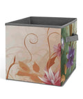 Dang Tough Heavy Duty Foldable Oxford Fabric Storage Cubes With Snazzy Floral Swirls Cover For Closet Organization Multi Purpose Tote Boxes And Home Decorating, floral print storage cube, grey handles
