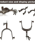 Western Antique Spurs For Horse Riding Hand Engraved Low Carbon Steel Spurs With Brass Inlays 75 To 78mm Adjustable Gear Design