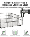 Heavy Duty Stainless Steel Pull Out Cabinet Organizer Two Pack shows reinforced steel basket with measurement for size.