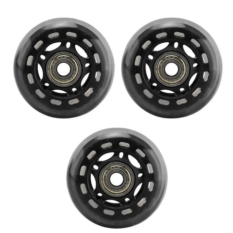 8 Pack Inline Skate Wheels For Outdoor Freestyle, Black, Bearings Visible, 64mm-80mm Sizes