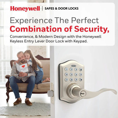 Honeywell Keyless Entry Lever Door Lock With Electronic Keypad One Touch Locking For Front Door Satin Nickel Finish Easy Install