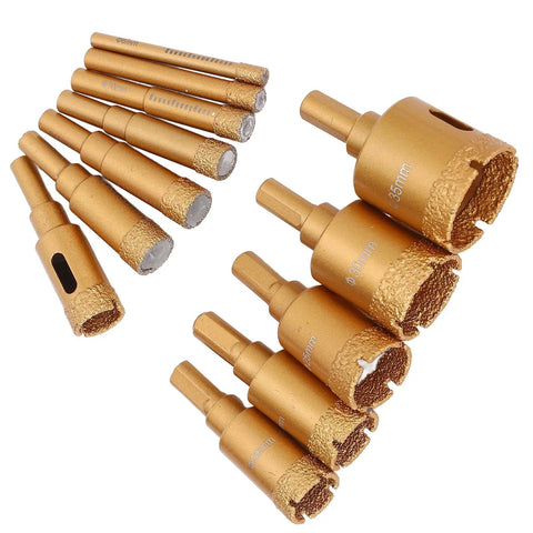 Ultimate 12 Piece Diamond Drill Bit Set For Ceramic Granite Marble Glass Brick Dry Wet Use With 40 Grit And High Speed Steel Core For Precision Hole Sawing From Size 6 Mm To 35 Mm Made to Crush Any Tough Material, 12 diamond hole saw bits
