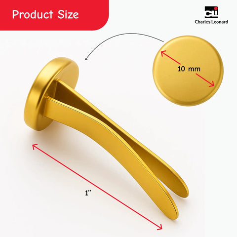 Brass Plated Round Head Fasteners With 1 Inch Shank And 10 Mm Head, 100 Pack, Rigid Shanks, Sharp Points For Easy Penetration