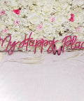 Pink LED Neon Light Sign My Happy Place Two Panel Wall Decor For Home Bar Bedroom Living Room Kid Room Wedding Gift 12V