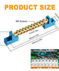 Grounding Bus Bar 10 Positions Brass Wire Screw Terminal Block For Marine Industrial Gear And Distribution Cabinets Pack Of Four