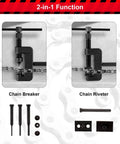 Beast Pro Grade 13 Piece Motorcycle Chain Breaker Tool Kit with Rivet Tool Set showing chain breaker and riveter in use