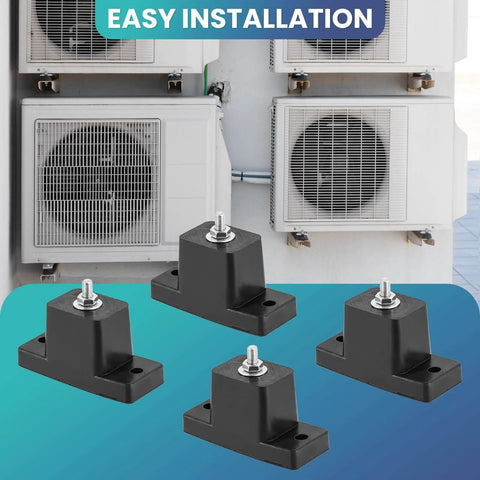 Four Pack Rubber Vibration Isolator Mounting Brackets For Outdoor Air Conditioner Condensers And Mini Split Units, Heavy Duty Support
