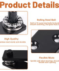 Close-up view of Hidden Pivot Hinge Kit For Secret Bookcase Doors With Smooth 360 Degree Rotation Heavy Duty Hardware Supports Up To 330 Lb Two Pack Black Stainless Steel, showcasing rolling steel ball and stainless steel construction.