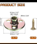 Four Pack M8 Thread Tee Nuts Crafted From Heavy Duty Zinc Plated Steel Hella Sturdy Round Hole Inserts Featuring Matching Screws For Woodworking Projects That Are Dead Simple To Install. Dimensions shown for proper installation.