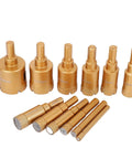 Ultimate 12 Piece Diamond Drill Bit Set For Ceramic Granite Marble Glass Brick Dry Wet Use With 40 Grit And High Speed Steel Core For Precision Hole Sawing From Size 6 Mm To 35 Mm Made to Crush Any Tough Material, 35mm to 18mm bits displayed