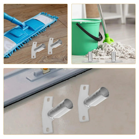 8pcs Heavy Duty Silver Iron Floor Sweeper Handle Connector Adapter For Broom Pole Repair Fixing Tool Universal Fit Utility Brush Extension Connector Space Saving Storage Solution Home And Shop Maintenance Essentials