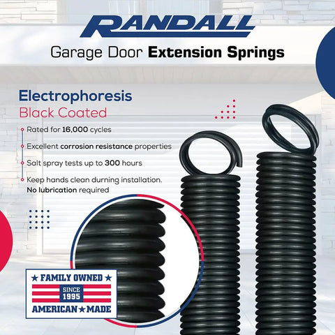 Two Pack 25 Inch Garage Door Springs For 7 Ft Doors, 130 Pound Capacity, Yellow End Coils, Double Looped Ends, Easy Install