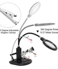 Pro Grade Magnifier Work Station With 16 LED Lights For Soldering And Welding 2.5X And 4X Magnification USB Rechargeable Hands Free