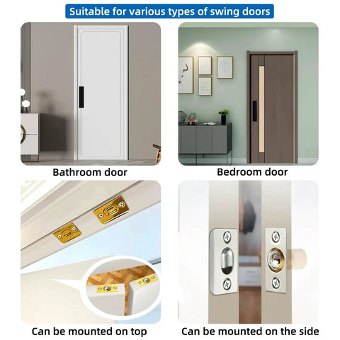 Spring Loaded Ball Catch Four Pack For Top Of Door Adjustable Silent Closet And French Door Latch Hardware shown installed
