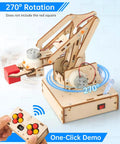 Hands On Robotic Arm Kit For Kids And Teens Aged 8 To 16, Totally Fun Kid Friendly STEM Toy For Learning Coding, Motors, Microcontroller, Circuits, And DIY Engineering Projects, 270° rotation demo