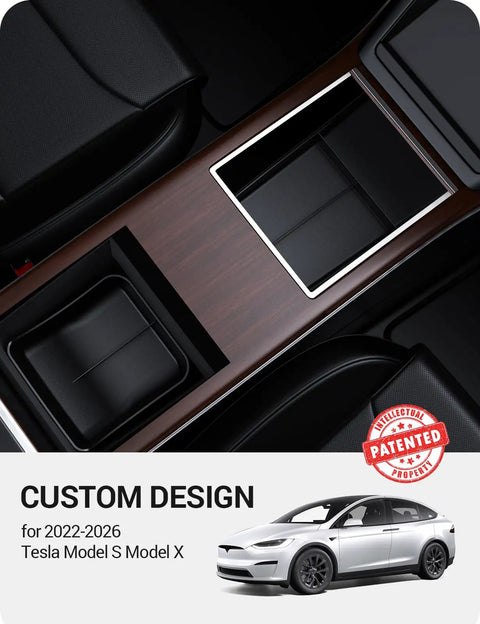 Lower Center Console Organizer Tray For Tesla Model S And Model X 2022 To 2026 Cup Holder Inset Interior Storage Upgrade