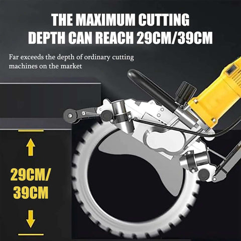 Heavy Duty Concrete Ring Saw Boasting 5000W Brushless Motor Powers Through Masonry Brick And Stone Like A Hot Knife Through Butter With 290Mm Cutting Depth And Smooth Wall Cutting Action For Reinforced Concrete cutting depth of 29cm demonstrated.