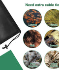 Heavy Duty Pump Barrier Bag For Ponds Pond Filter Mesh That Blocks Debris Prevents Clogs And Protects Biological Filters. Visible are black mesh fabric and examples of debris like leaves and hair.