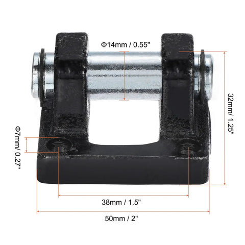 Air Cylinder Rod Pivot Clevis 3 Pack Pneumatic Mounting Brackets For Rear Mounts Black Heavy Duty Durable Low Carbon Steel 38 Mm Hole Distance 50x50x32mm