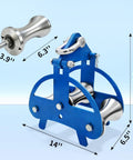 Beefy Heavy Duty Steel Cable Puller Sheave For Large Scale Cable Laying Industrial Grade Pulley detailed view with dimensions.