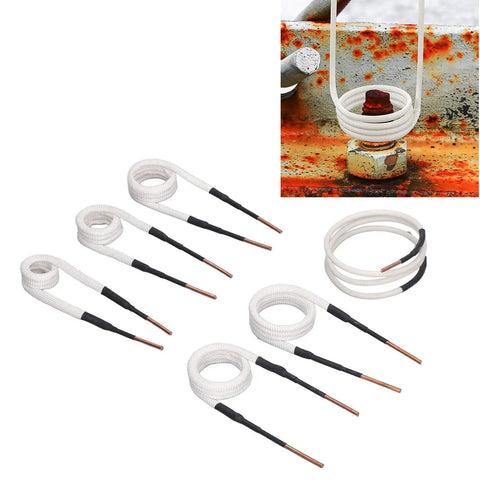 Knuckle Buster Induction Heater Coil Kit Featuring Thick Brass Cores And Versatile Shapes for removing rusted nuts, heavy-duty insulated coils.