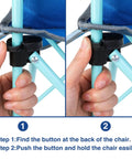 Instructions for folding the Kids Outdoor Folding Lawn And Camping Chair With Cup Holder And Carrying Bag For Beach And Travel, Sturdy Steel Frame, Water Resistant Oxford Cloth, Cute Shark Pattern, Portable Seat For Little Explorers.