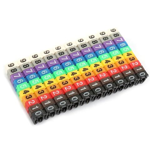 Clip On Cable Marker Set With Bright Color Plastic Number Tubes For Quick Cable Identification Boxed Wire Label Kit 100 Pieces 2.5mm