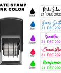 Straight Up Slick Custom Business Date Stamp With Your Personalized Name And Signature, Dope Self Inking Refillable Seal for signing in five ink colors.