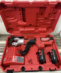 Ultra Light Cordless Dieless Crimper With Auto Distance Control Handles Sixth Gauges To Seven Fifty Mcm Cable Lugs in red case.
