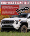 Premium 7PK2118 Serpentine Drive Belt For Toyota Tacoma And Tundra V6 Plus Audi A8 Quattro displayed on vehicle.