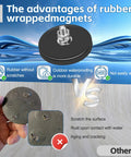 Front view of a 4-pack rubber-coated neodymium magnet with bolt and M6 stud for camera mounting
