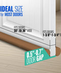 Kick Those Stubborn Drafts With This Adjustable Under Door Draft Stopper And Door Sweep Gap Filler Blocking Cold Air Noise And Dust Keeping Homes Comfy In Deep Brown, showing ideal door sizes and gap dimensions.