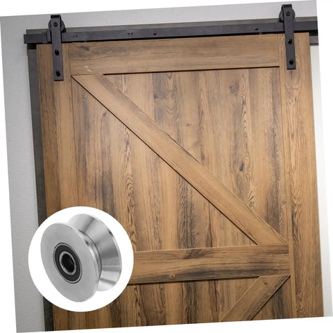 Heavy Duty Stainless Steel U Groove Sliding Door Roller Pulley With Ball Bearings on wooden barn door hardware.