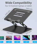Adjustable Laptop Stand for Desk, Foldable Riser Holder With Ventilated Cooling, Portable Notebook Stand for 10 to 15.6 Inch Laptops
