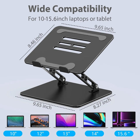 Adjustable Laptop Stand for Desk, Foldable Riser Holder With Ventilated Cooling, Portable Notebook Stand for 10 to 15.6 Inch Laptops