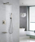 Top Notch Brushed Nickel Shower System With A 10 Inch Rain Head 3 Function Wall Mount Fixtures Waterfall Tub Spout Handheld