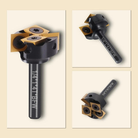 Two Plus Two Flute Slab Flattening Router Bit With One Quarter Inch Shank And One Inch Cutting Diameter For CNC Spoilboard Surfacing ATS Coated Carbide Inserts 2 Plus 2 Design Wood Planer Bit For Smooth Precise Planing