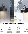 Built Tough Black Metal Barn Light With Sturdy Gooseneck Arm, Rain Or Shine Farmhouse Outdoor Porch Lantern, 6 Inch Heavy Duty Rustic Pendant Fixture For Patio And Curb Appeal Boost in rain and snow.