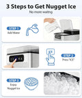 Dope Nugget Ice Maker 40 Lbs Per Day Countertop Ice Machine automatic operation steps with icons and images of ice