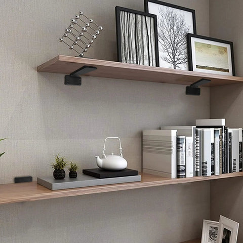 Heavy Duty Floating Shelf Brackets 4 Inch L Shaped Iron Wall Shelves Supports 150 Lbs Capacity Hidden Countersunk Design Rustic Black