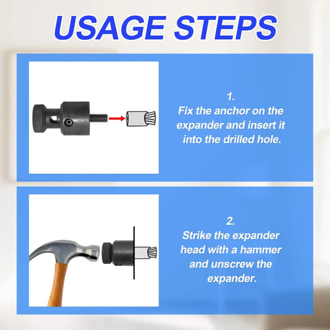 Usage steps for Anchor Expander 870 Replacement For Caulking Anchors, Compatible With 84305 Drill Part, easy install guide