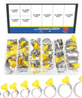 Heavy Duty 76 Piece Adjustable Hose Clamp Kit With Stainless Steel Worm Gear Clamps And Plastic Handle For Car, Truck, And Home Duct Repair Jobs You Can Count On. 76pc assortment case, 8-44mm