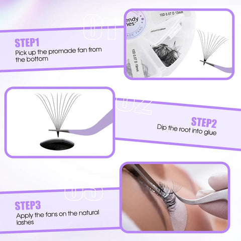 Application steps for Precision Lash Extension Tweezers For False Eyelashes Stainless Steel Lash Applicator Tool with Calibrated Tension