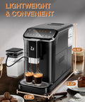 Real Deal Fully Automatic Espresso Machine With Smart Touch Panel Built In Grinder One Touch Milk Frother 1.5L Tank brewing espresso shots