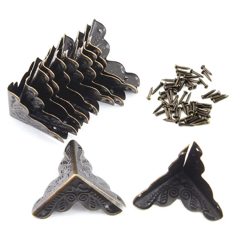 Legit Heavy Duty 48 Pack Antique Bronze Furniture Corner Protectors featuring rock solid one inch metal edge guards and screws.