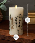 Realistic Moving Flame Pillar Candle With Lavender And Rosemary No Mess Flameless LED Battery Operated Light 3.25 x 6.5 inches