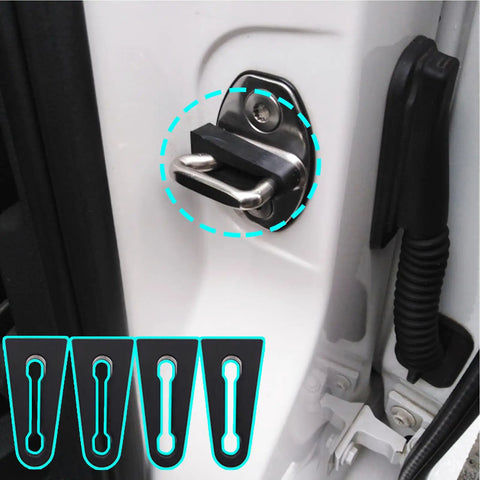 Premium Pack Of Four Durable Rubber Car Door Lock Sound Deadeners For Quiet Slam Free Closing High Grip auto noise absorbing buffer pads on door lock.